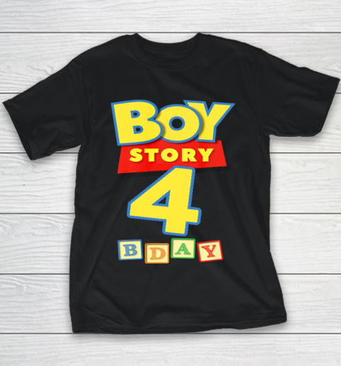 Toy Blocks Boy Story 4 Year Old Birthday Youth T-Shirt