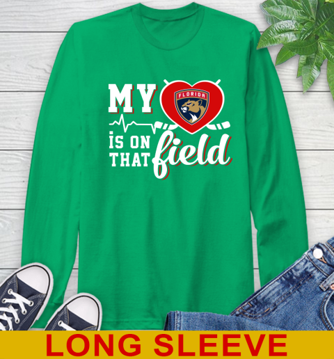 NHL My Heart Is On That Field Hockey Sports Florida Panthers Long Sleeve T-Shirt 8