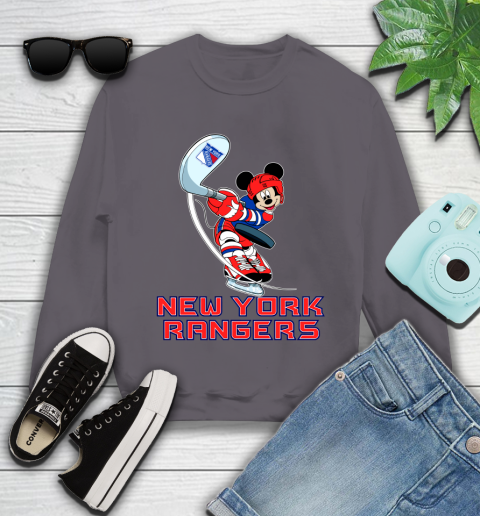NHL Hockey New York Rangers Cheerful Mickey Mouse Shirt Youth Sweatshirt 5
