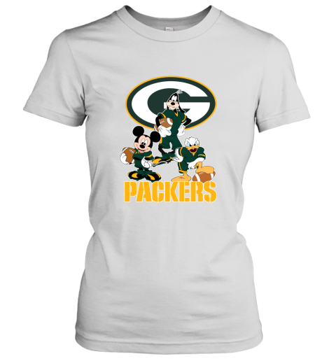 Mickey Donald Goofy The Three Green Bay Packers Football Women's T-Shirt