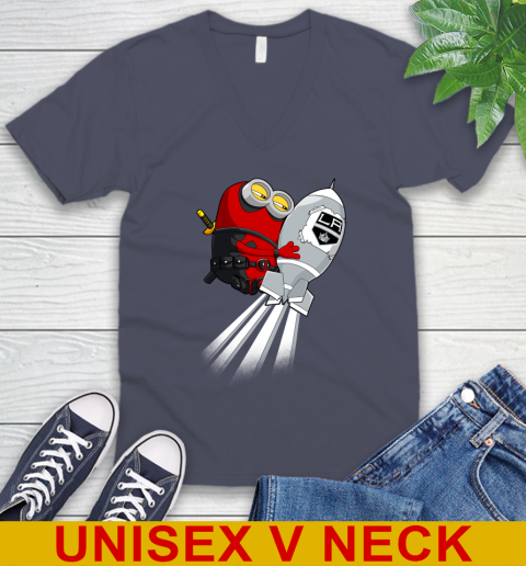 NHL Hockey Los Angeles Kings Deadpool Minion Marvel Shirt V-Neck T-Shirt 7
