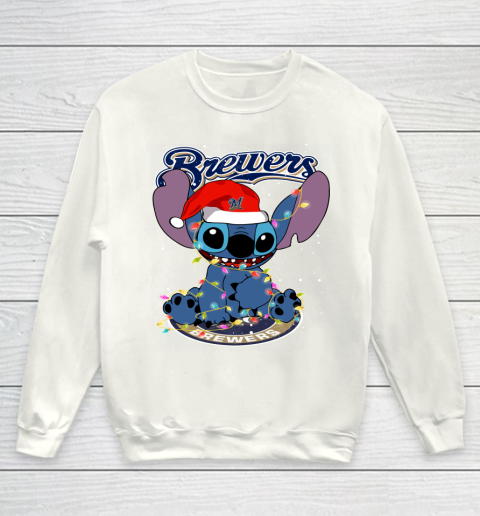 Milwaukee Brewers MLB noel stitch Baseball Christmas Youth Sweatshirt