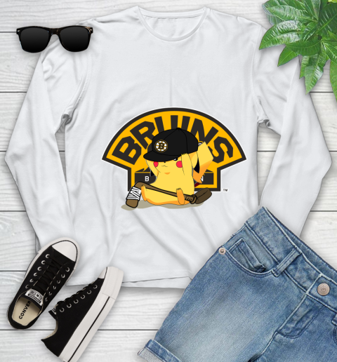 NHL Pikachu Hockey Sports Boston Bruins Youth Long Sleeve