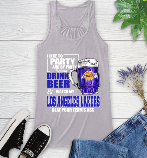 NBA Drink Beer and Watch My Los Angeles Lakers Beat Your Team's Ass Basketball Racerback Tank 4