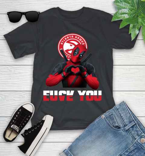 NBA Atlanta Hawks Deadpool Love You Fuck You Basketball Sports Youth T-Shirt