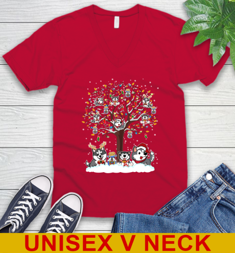 Husky dog pet lover light christmas tree shirt 52