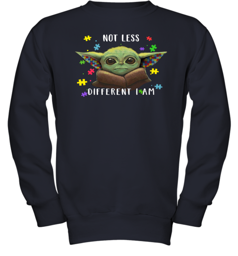 rsd8 not less different i am baby yoda autism awareness shirts youth sweatshirt 47 front navy