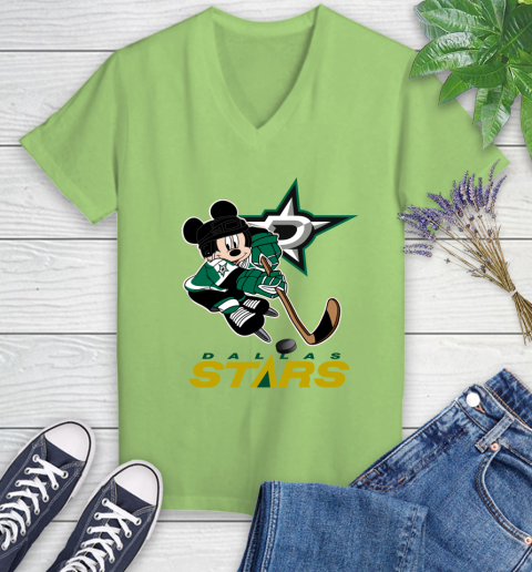 NHL Dallas Stars Mickey Mouse Disney Hockey T Shirt Women's V-Neck T-Shirt 11