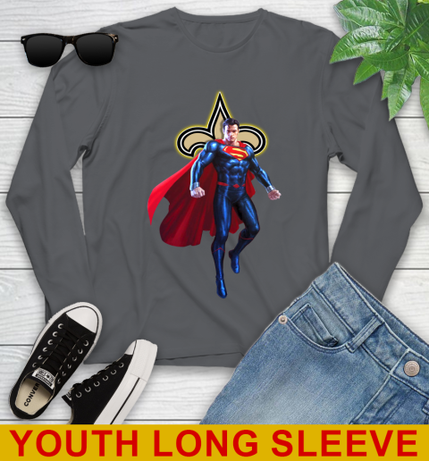 NFL Superman DC Sports Football New Orleans Saints Youth Long Sleeve 9