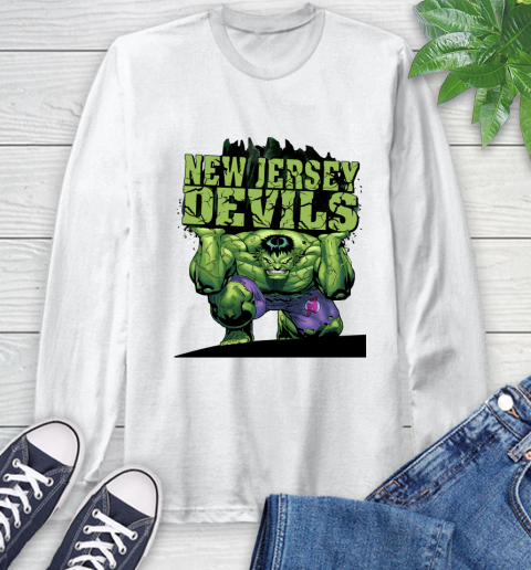 New Jersey Devils NHL Hockey Incredible Hulk Marvel Avengers Sports Long Sleeve T-Shirt