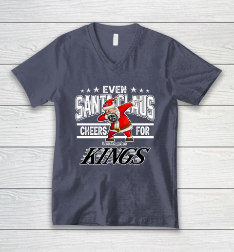 Los Angeles Kings Even Santa Claus Cheers For Christmas NHL V-Neck T-Shirt 7