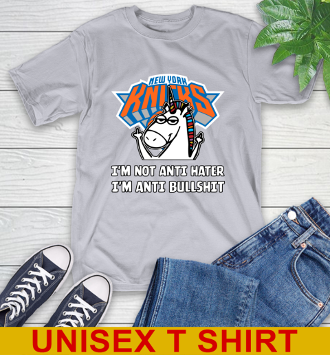 New York Knicks NBA Basketball Unicorn I'm Not Anti Hater I'm Anti Bullshit T-Shirt 6