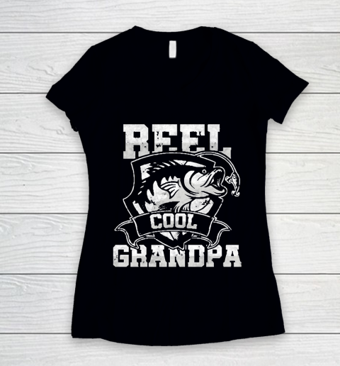 Grandpa Funny Gift Apparel  Fisherman Grandfather Angler Reel Cool Grandpa Women's V-Neck T-Shirt