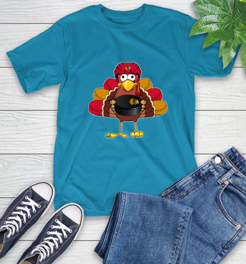 Chicago Blackhawks Turkey Thanksgiving Day T-Shirt 8
