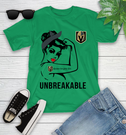 NHL Vegas Golden Knights Girl Unbreakable Hockey Sports Youth T-Shirt 3