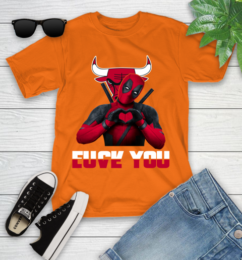 NBA Chicago Bulls Deadpool Love You Fuck You Basketball Sports Youth T-Shirt 9