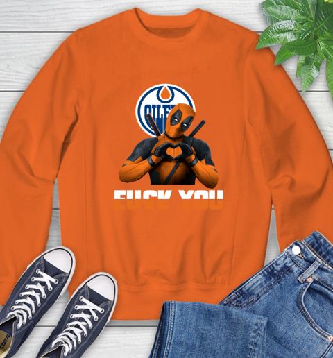 NHL Edmonton Oilers Deadpool Love You Fuck You Hockey Sports Sweatshirt 3