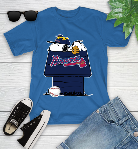 MLB Atlanta Braves Snoopy Woodstock The Peanuts Movie Baseball T Shirt Youth T-Shirt 9