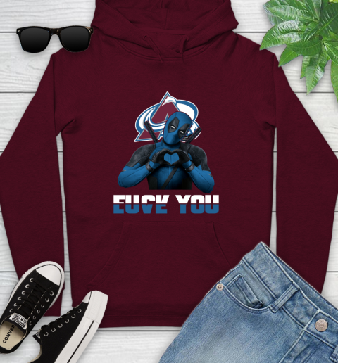 NHL Colorado Avalanche Deadpool Love You Fuck You Hockey Sports Youth Hoodie 7