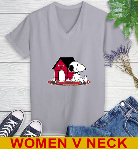 NBA Basketball Chicago Bulls Snoopy The Peanuts Movie Shirt Women's V-Neck T-Shirt 5