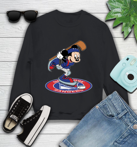NHL Hockey New York Rangers Cheerful Mickey Disney Shirt Youth Sweatshirt