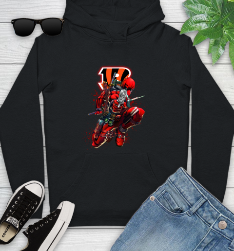 NFL Deadpool Marvel Comics Sports Football Cincinnati Bengals Youth Hoodie 2