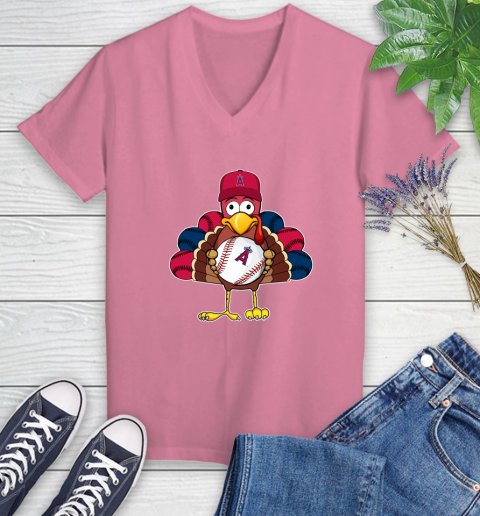 Los Angeles Angels Turkey thanksgiving Women's V-Neck T-Shirt 13