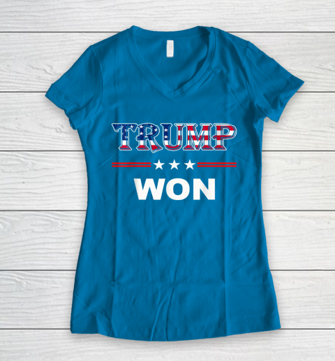 Trump Won T Shirt 4th of July American Flag Women's V-Neck T-Shirt 5