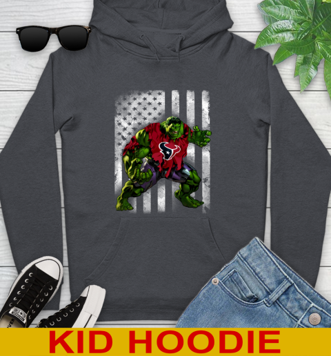 Houston Texans Hulk Marvel Avengers NFL Football American Flag Youth Hoodie 9