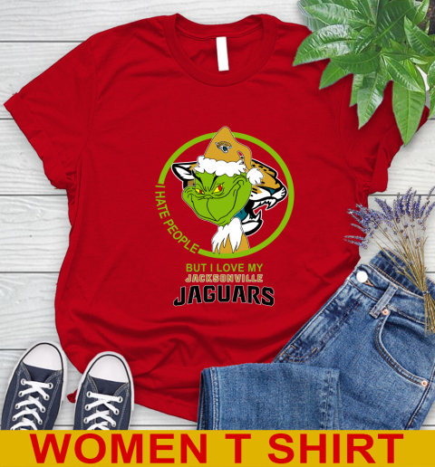 Jacksonville Jaguars NFL Christmas Grinch I Hate People But I Love My Favorite Football Team Women's T-Shirt 10