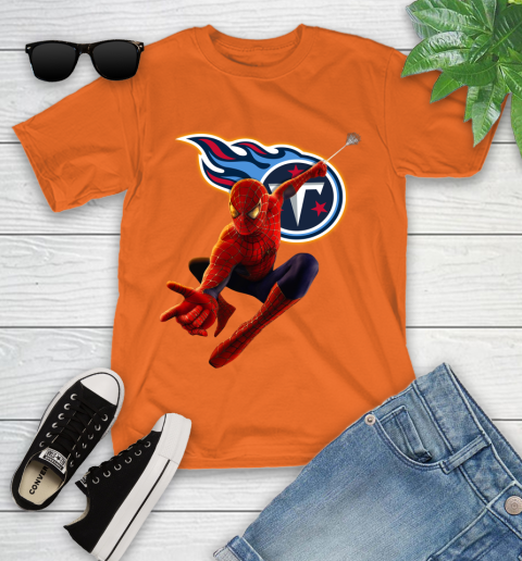 NFL Spider Man Avengers Endgame Football Tennessee Titans Youth T-Shirt 7