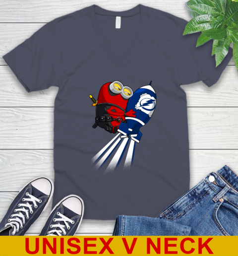 NHL Hockey Tampa Bay Lightning Deadpool Minion Marvel Shirt V-Neck T-Shirt 7