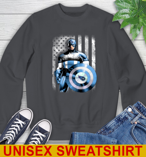 Tennessee Titans NFL Football Captain America Marvel Avengers American Flag Shirt Sweatshirt 7