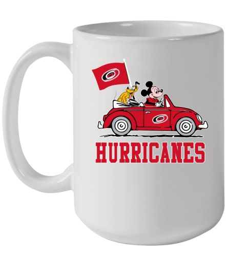 NHL Hockey Carolina Hurricanes Pluto Mickey Driving Disney Shirt Ceramic Mug 15oz