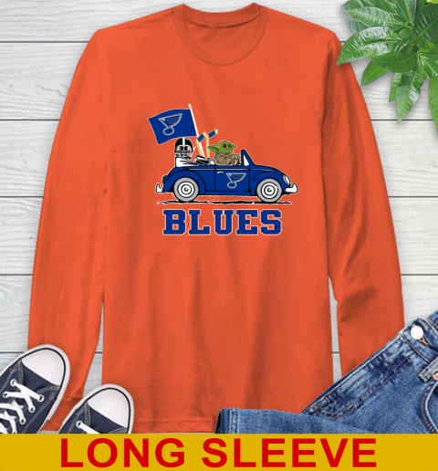 NHL Hockey St.Louis Blues Darth Vader Baby Yoda Driving Star Wars Shirt Long Sleeve T-Shirt 5