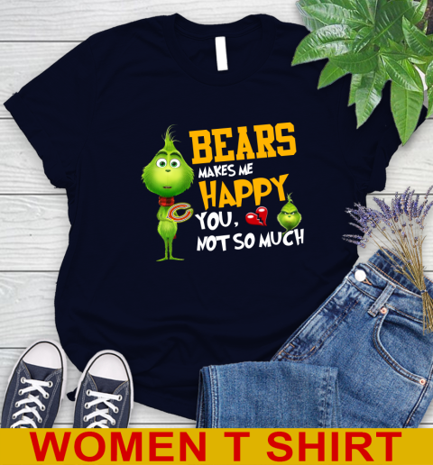 NFL Chicago Bears Makes Me Happy You Not So Much Grinch Football Sports Women's T-Shirt 2