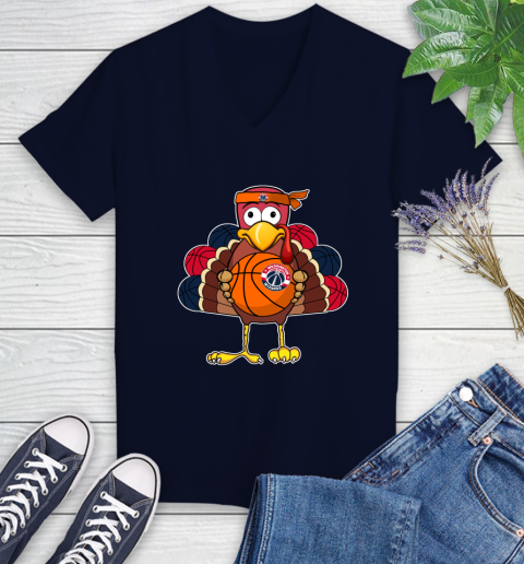 Washington Wizards Turkey thanksgiving day Women's V-Neck T-Shirt 3