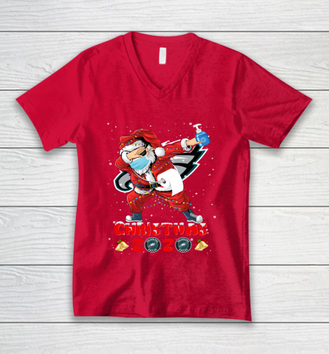 Philadelphia Eagles Funny Santa Claus Dabbing Christmas 2020 NFL V-Neck T-Shirt 6