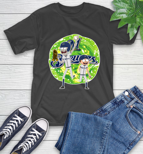 MLB Milwaukee Brewers Rick And Morty Commissioner's Trophy Baseball Sports T-Shirt 2