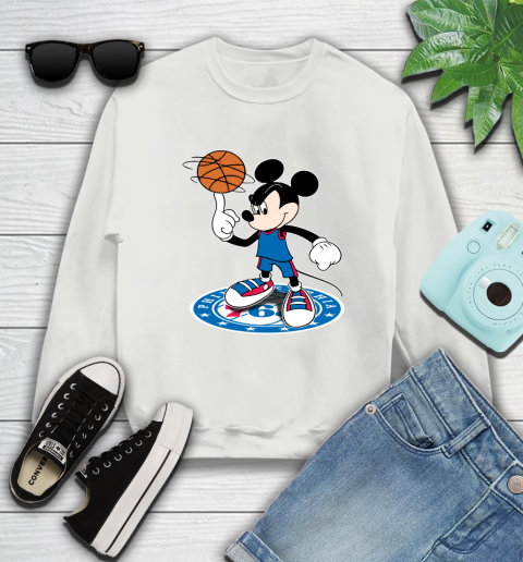 NBA Basketball Philadelphia 76ers Cheerful Mickey Disney Shirt Sweatshirt 5