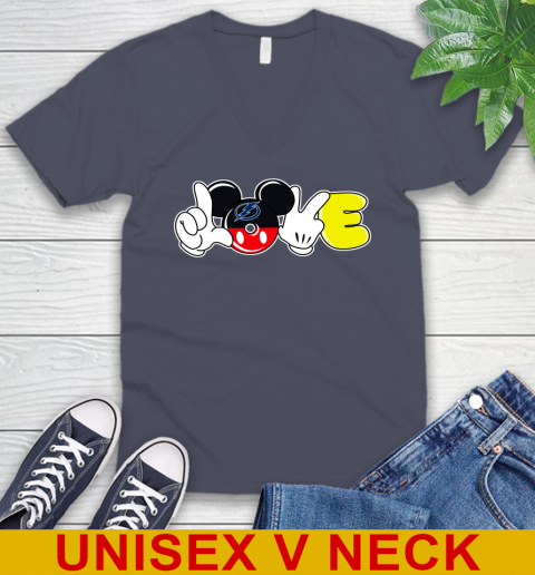 Tampa Bay Lightning NHL Hockey Love Mickey Disney Sports V-Neck T-Shirt 8