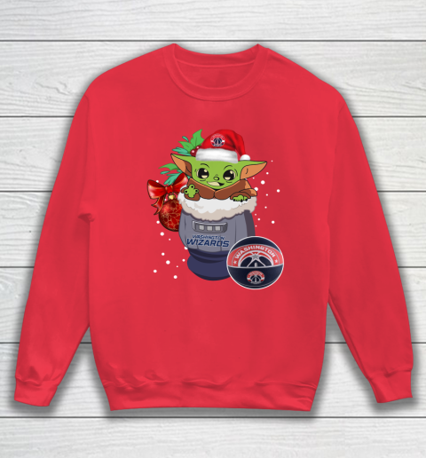 Washington Wizards Christmas Baby Yoda Star Wars Funny Happy NBA Sweatshirt 8