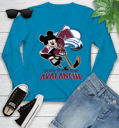 NHL Colorado Avalanche Mickey Mouse Disney Hockey T Shirt Youth Long Sleeve 19
