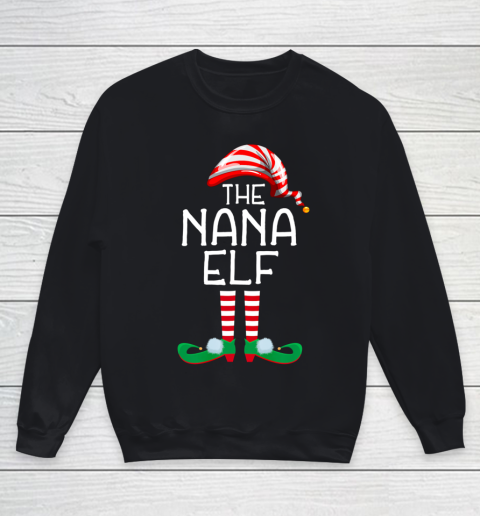 The Nana Elf Family Matching Group Christmas Gift Grandma Youth Sweatshirt