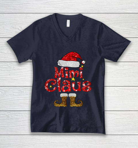 Funny Santa Mimi Claus Merry Christmas V-Neck T-Shirt 2