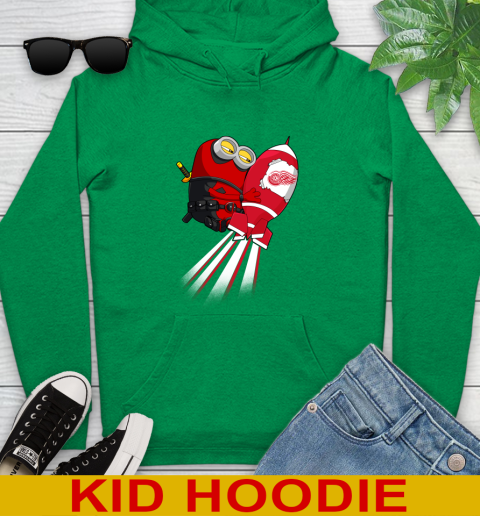 NHL Hockey Detroit Red Wings Deadpool Minion Marvel Shirt Youth Hoodie 8