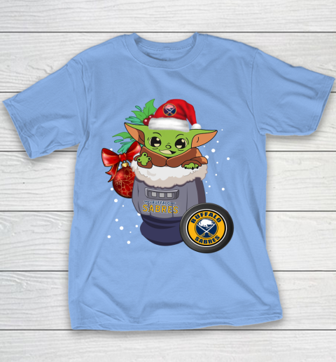 Buffalo Sabres Christmas Baby Yoda Star Wars Funny Happy NHL Youth T-Shirt 10
