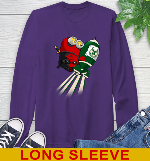 NBA Basketball Milwaukee Bucks Deadpool Minion Marvel Shirt Long Sleeve T-Shirt 5
