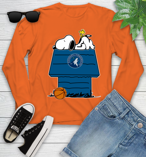 Minnesota Timberwolves NBA Basketball Snoopy Woodstock The Peanuts Movie Youth Long Sleeve 4