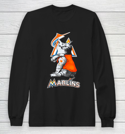 MLB Baseball My Cat Loves Miami Marlins Long Sleeve T-Shirt